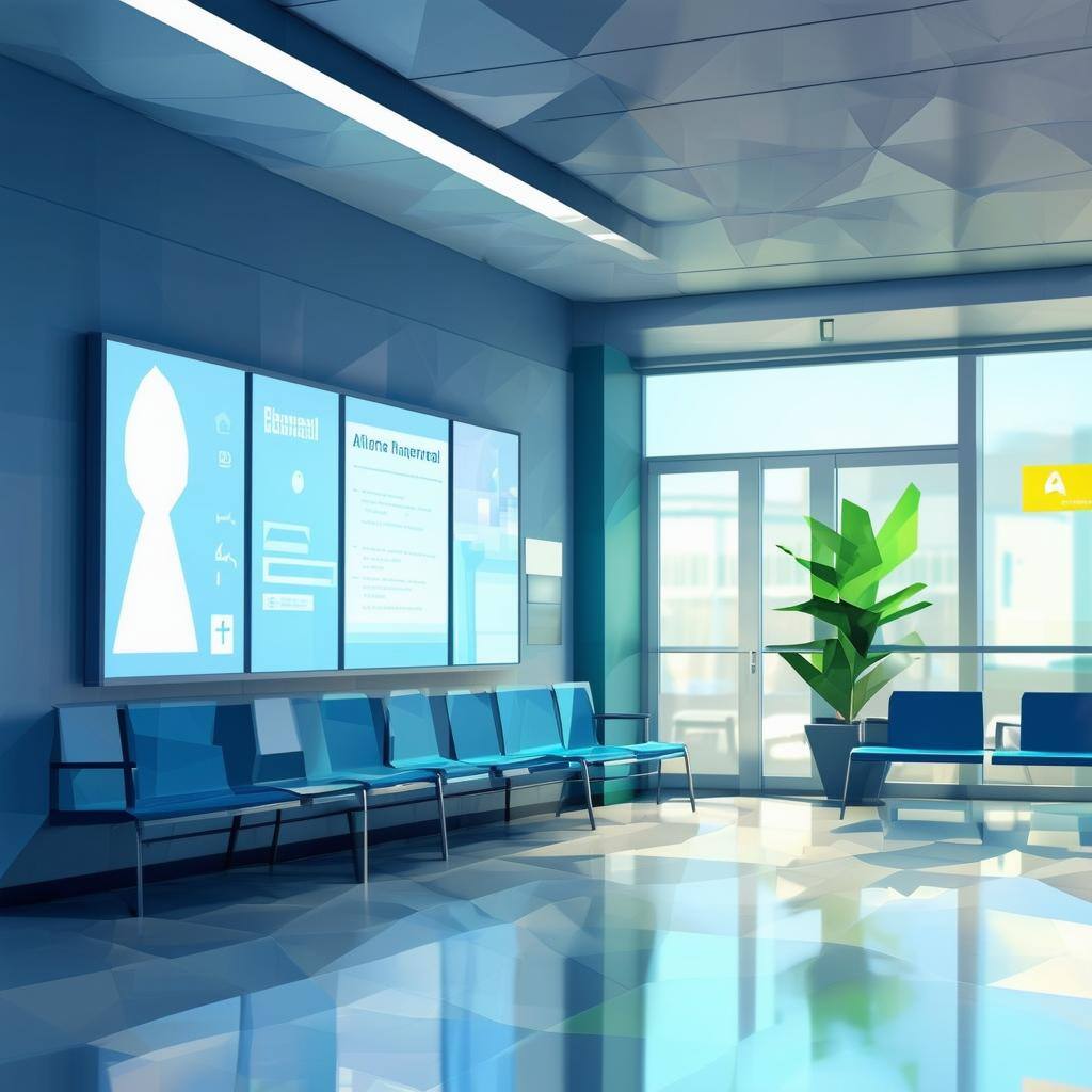 hospital digital signage patient waiting room low poly