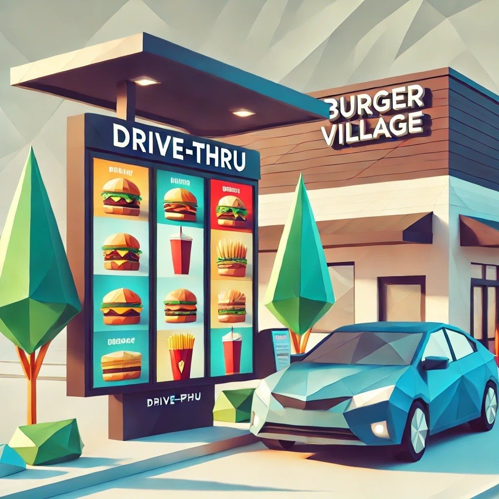 low poly drive thru