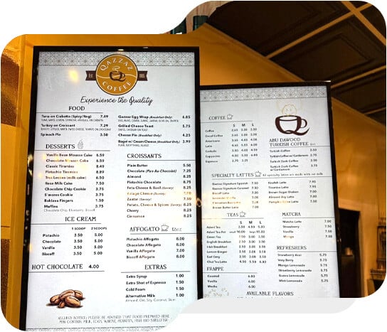 Clover Digital Menu Board Integration - Qazzaz Coffee